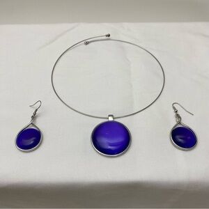 Silver and Blue Necklace and Earrings Set